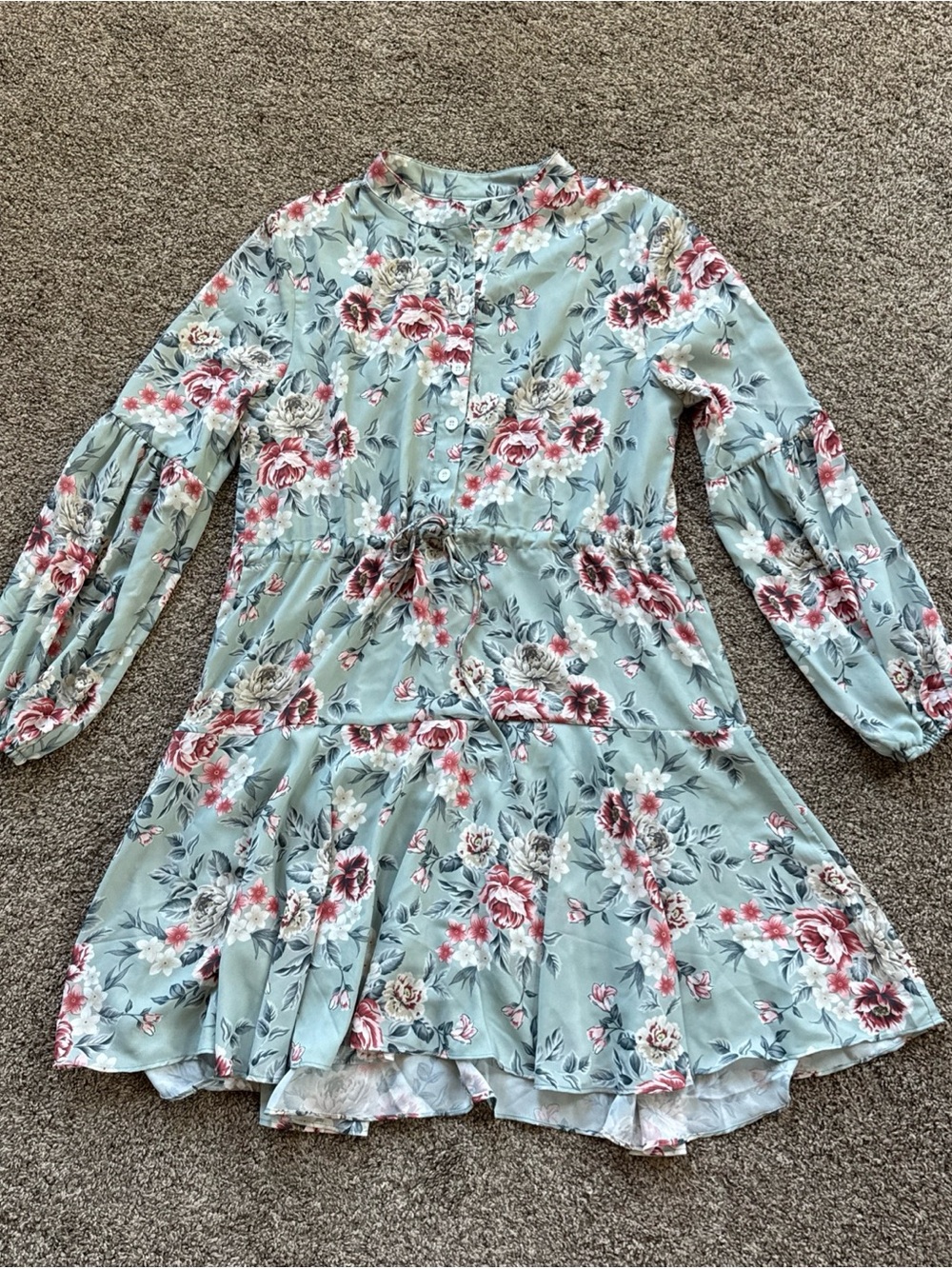 Panache Appparel Women’s Small Floral Long Sleeve Dress Knee Length EUC